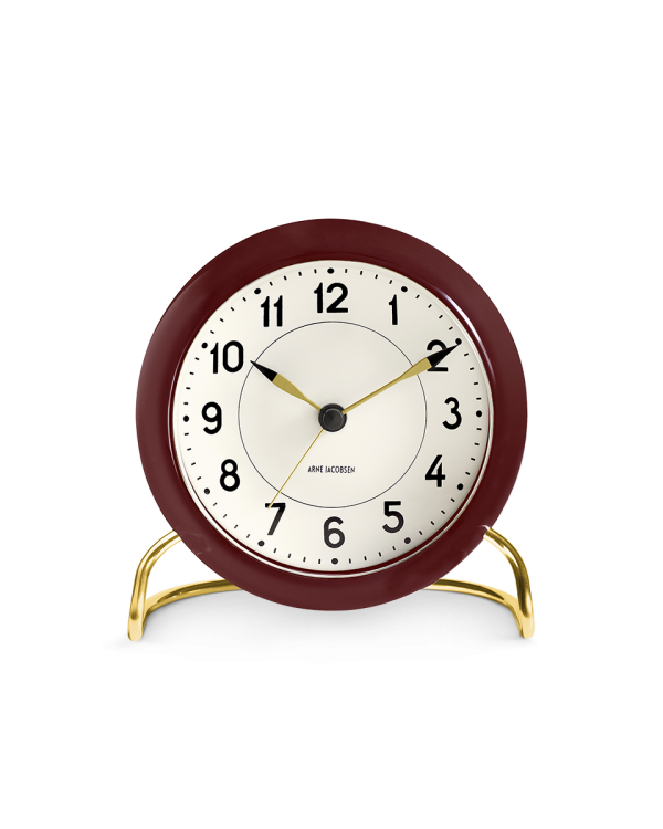 Station table clock by Arne Jacobsen, modern accessory with a sleek design, featuring a round face and minimalist style.