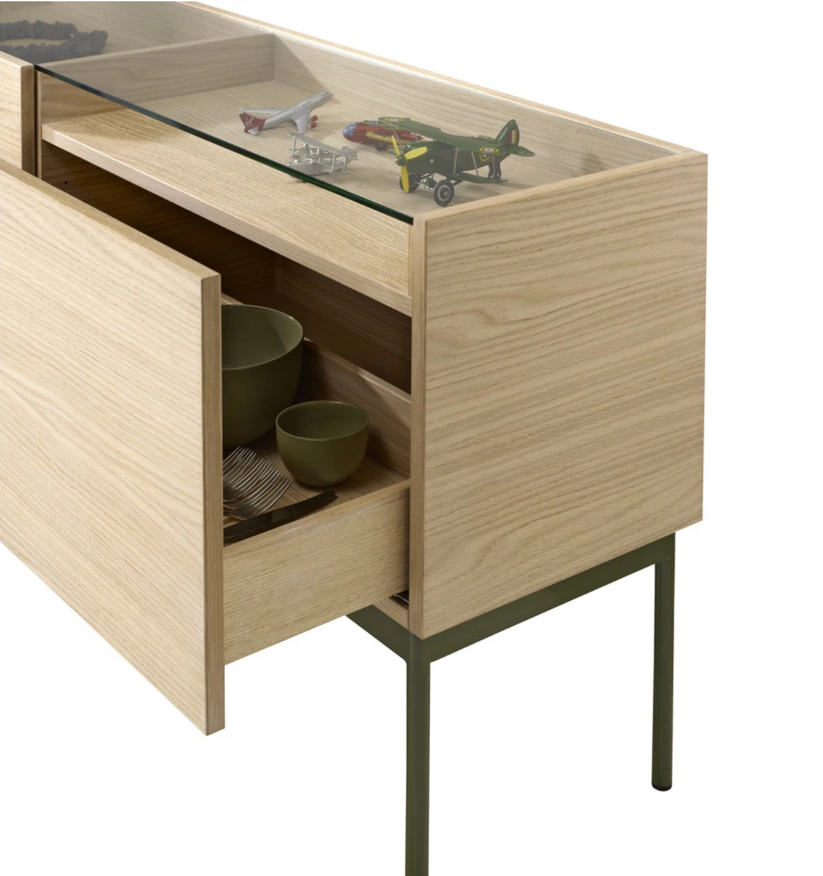 Luc 160 Sideboard with 4 Doors and Glass Top by Asplund