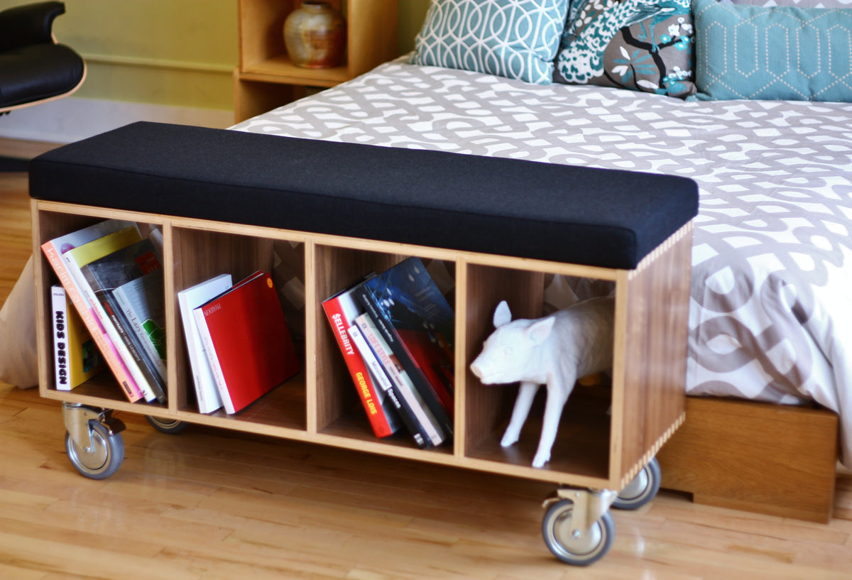 Bench Box with Gray Upholstery by Offi