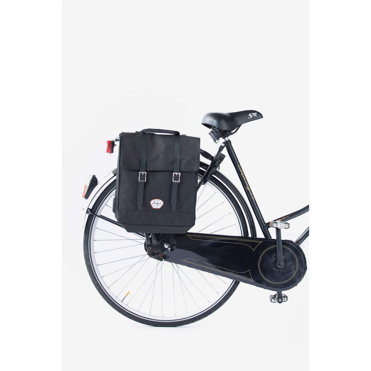 Bailey Co Richmond Convertible Pannier Backpack in Black on bike