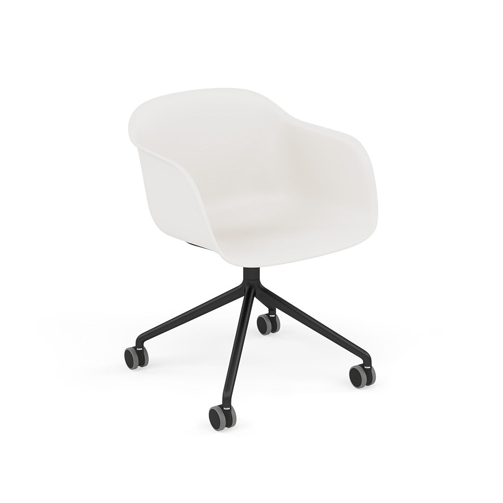 Fiber Armchair Swivel Base w. Casters – Upholstered Shell by Muuto
