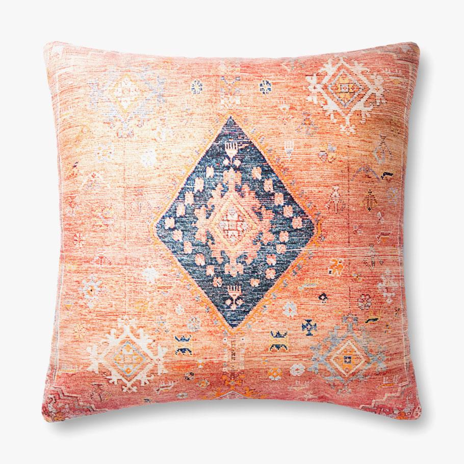 P0883 Coral / Multi Pillow by Loloi