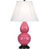 Double Gourd Accent Lamp with Ivory Stretched Fabric Shade by Robert Abbey