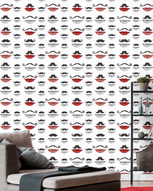 MOUSTACHE AND LIPS Wallpaper by Mindthegap