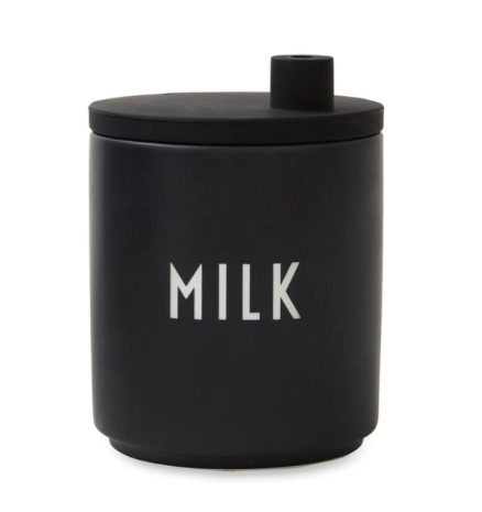 Black Porcelain Milk Jug w/ Silicone Lid by Design Letters
