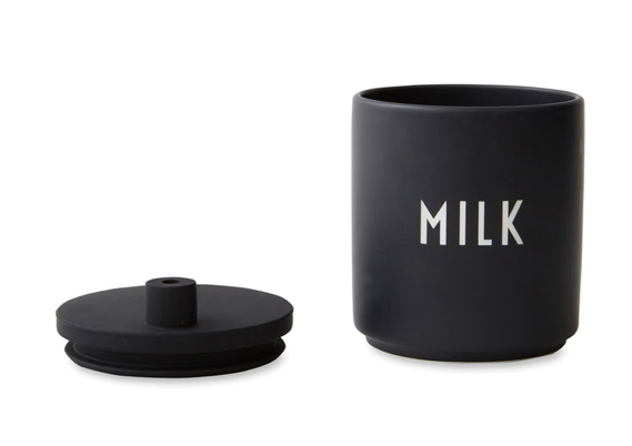 Black Porcelain Milk Jug w/ Silicone Lid by Design Letters