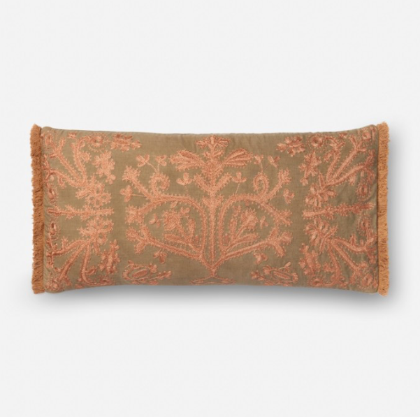 P0522 Khaki / Copper Pillow by Loloi