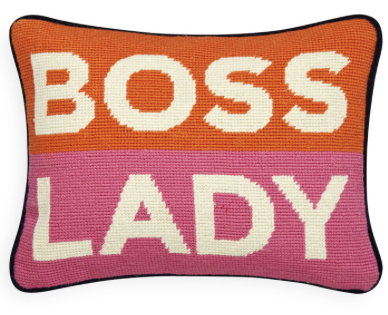 Boss Lady Needlepoint Pillow by Jonathan Adler