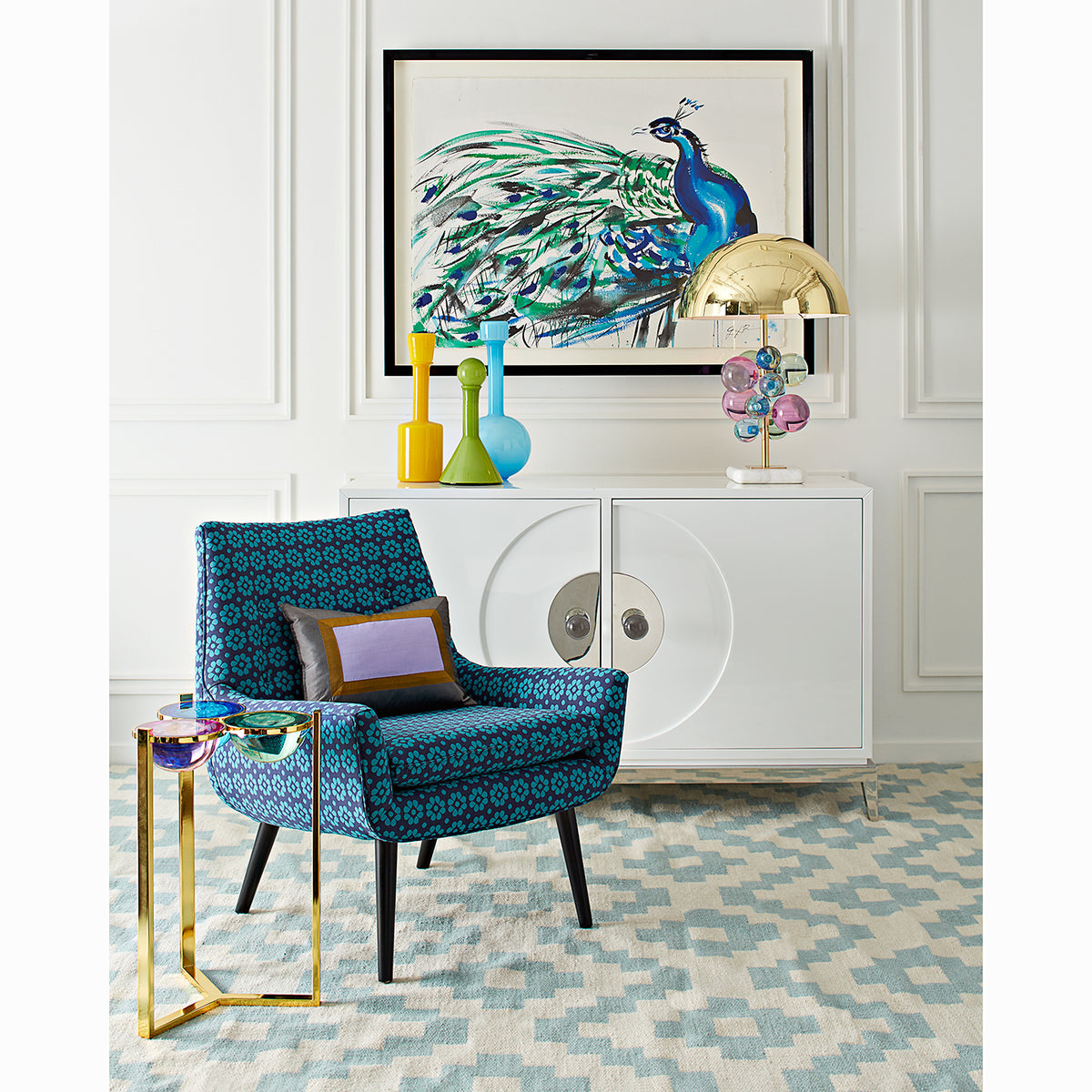 Blue Pierre Reversible Peruvian Llama Flat Weave Rug by Jonathan Adler