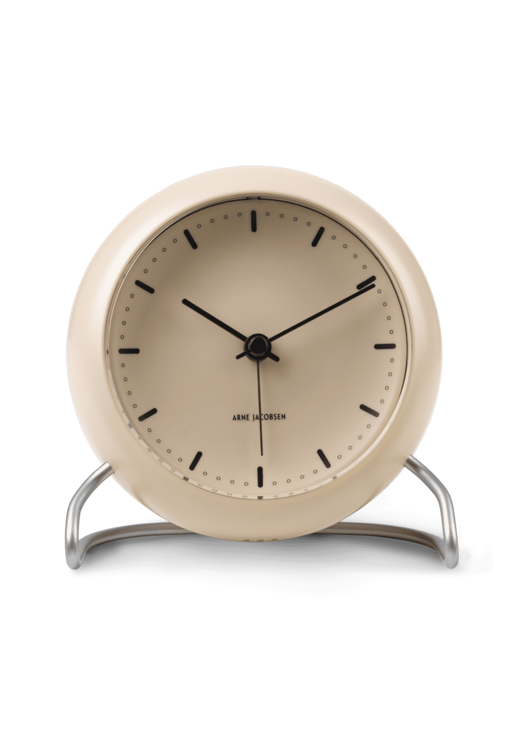 Black City Hall Table Clock by Arne Jacobsen, a stylish accessory with a modern design, perfect for desks or side tables.