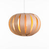 Ruth Small Pendant light by Atelier Cocotte in oak and white birch wood with a minimalist design, hanging fixture for modern interiors