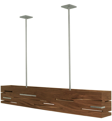 Aeris Linear LED Pendant by Cerno featuring dark-stained walnut and brushed aluminum, 2700K LED lighting, made in the USA.
