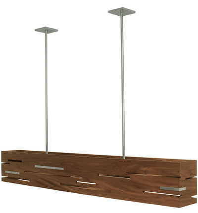 Aeris Linear LED Pendant by Cerno featuring dark-stained walnut and brushed aluminum, 2700K LED lighting, made in the USA.
