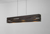 Aeris Linear LED Pendant by Cerno, dark stained walnut and brushed aluminum lighting fixture with 2700K LED, made in the USA.