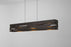 Aeris Linear LED Pendant by Cerno, dark stained walnut and brushed aluminum lighting fixture with 2700K LED, made in the USA.