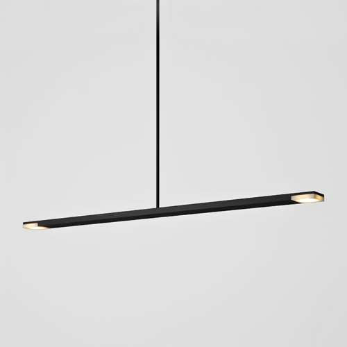 Cerno Brevis Linear LED Pendant in brushed aluminum with 2700K warm light, designed for modern USA-made lighting installations