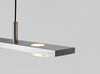 Brushed aluminum Brevis Linear LED Pendant light by Cerno, showcasing sleek modern design and warm 2700K LED illumination.