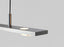 Brushed aluminum Brevis Linear LED Pendant light by Cerno, showcasing sleek modern design and warm 2700K LED illumination.