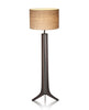 Forma LED floor lamp by Cerno with brushed aluminum, dark walnut finish, and black amaretto accents, made in the USA.