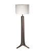 Cerno Forma LED floor lamp with brushed aluminum, dark stained walnut finish, black amaretto accents, made in the USA.