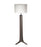 Cerno Forma LED floor lamp with brushed aluminum, dark stained walnut finish, black amaretto accents, made in the USA.