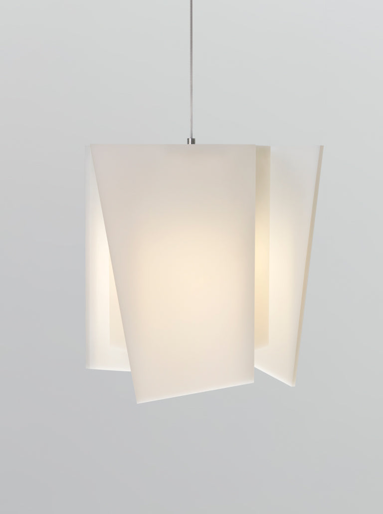 Brushed aluminum Levis LED pendant light by Cerno, featuring modern design and warm 2700K LED illumination, made in the USA.