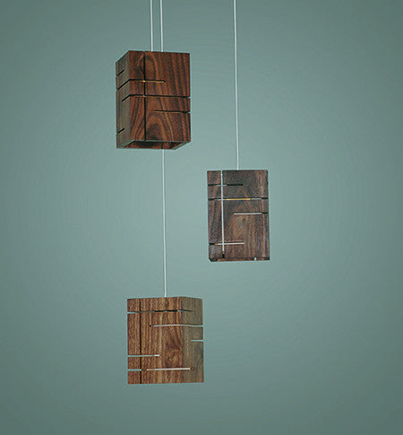 Claudo LED lamp by Cerno, dark stained walnut finish, with warm 2700K LED lighting, made in the USA.