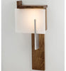 Dark stained walnut Oris wall sconce by Cerno, LED lighting fixture, made in the USA, with sleek modern design.