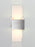Oiled walnut Acuo Wall Sconce by Cerno, modern lighting fixture with LED, made in USA, mounted on wall with warm glow.