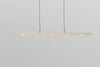 Cerno Vix Linear LED Pendant light with dark stained walnut finish, 2700K warm lighting, made in the USA.