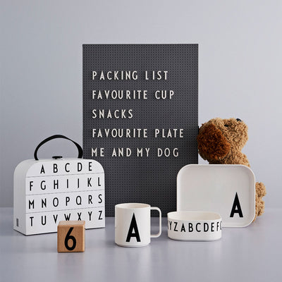 Kids' classic design letters in a suitcase from Design Letters, colorful alphabet set for children’s learning and play.