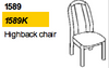 Highback Chair w/ Upholstered Back 1589 by Dyrlund