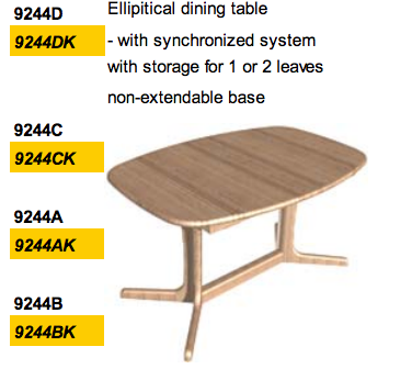 Table à manger elliptique 9244 par Dyrlund