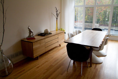 Walnut Alden Sideboard by Eastvold Furniture with sleek storage design, featuring modern lines and ample space for organization.