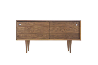 Small walnut Classic Credenza by Eastvold Furniture, a stylish storage piece with sleek design and clean lines.