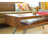 Elko coffee table by Eastvold Furniture, featuring a walnut tabletop with black metal legs, modern and stylish living room accent piece.