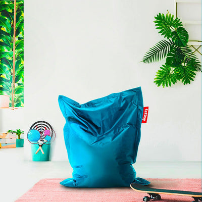 Black Fatboy Junior Bean Bag for kids, soft fabric and cozy design, perfect for comfortable seating in a playful setting.