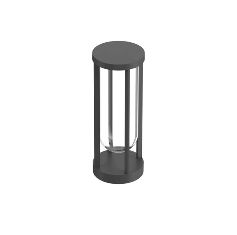Anthracite Flos In Vitro Bollard 1 outdoor lighting fixture with dimmable 2700K LED, designed for outdoor illumination.