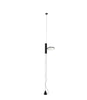 Black OK Suspension Lamp by Flos hanging from ceiling, modern lighting fixture with sleek design and adjustable suspension cords.
