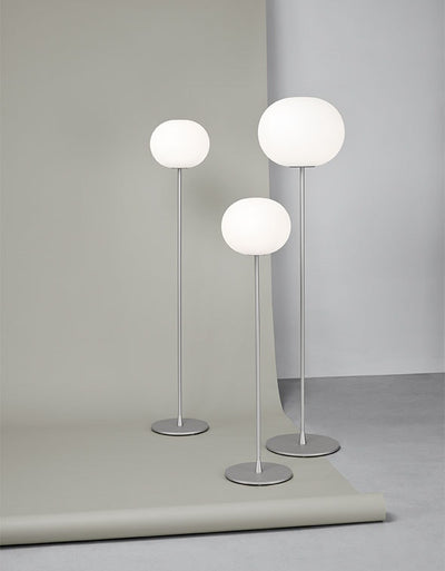 Black Glo-Ball Floor lamp by Flos with a sleek, spherical design and modern lighting for contemporary interior spaces.