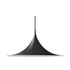 Small black Gubi semi pendant light with matte finish, featuring a sleek, minimalist design and 30 cm diameter for modern interiors.