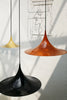 Gubi black semi pendant light with matte finish, hanging ceiling lighting fixture, 30cm diameter, modern design.