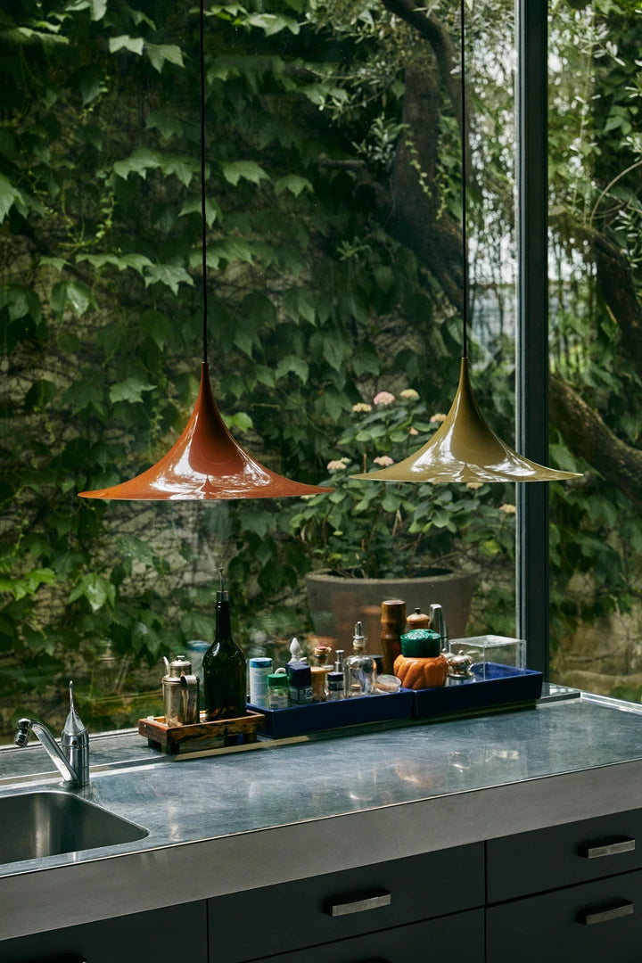 Black Gubi Semi Pendant lighting fixture with a sleek, matte finish, featuring a small 30 cm diameter design.