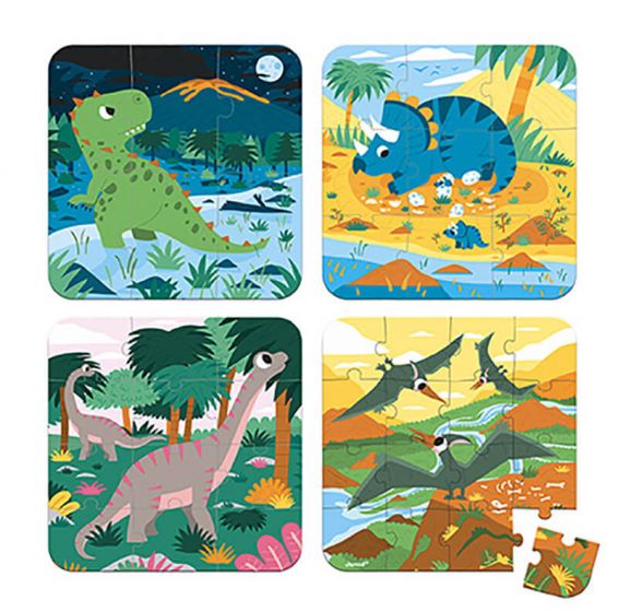 4 in 1 Progressive Puzzle - Dinosaurs by Janod