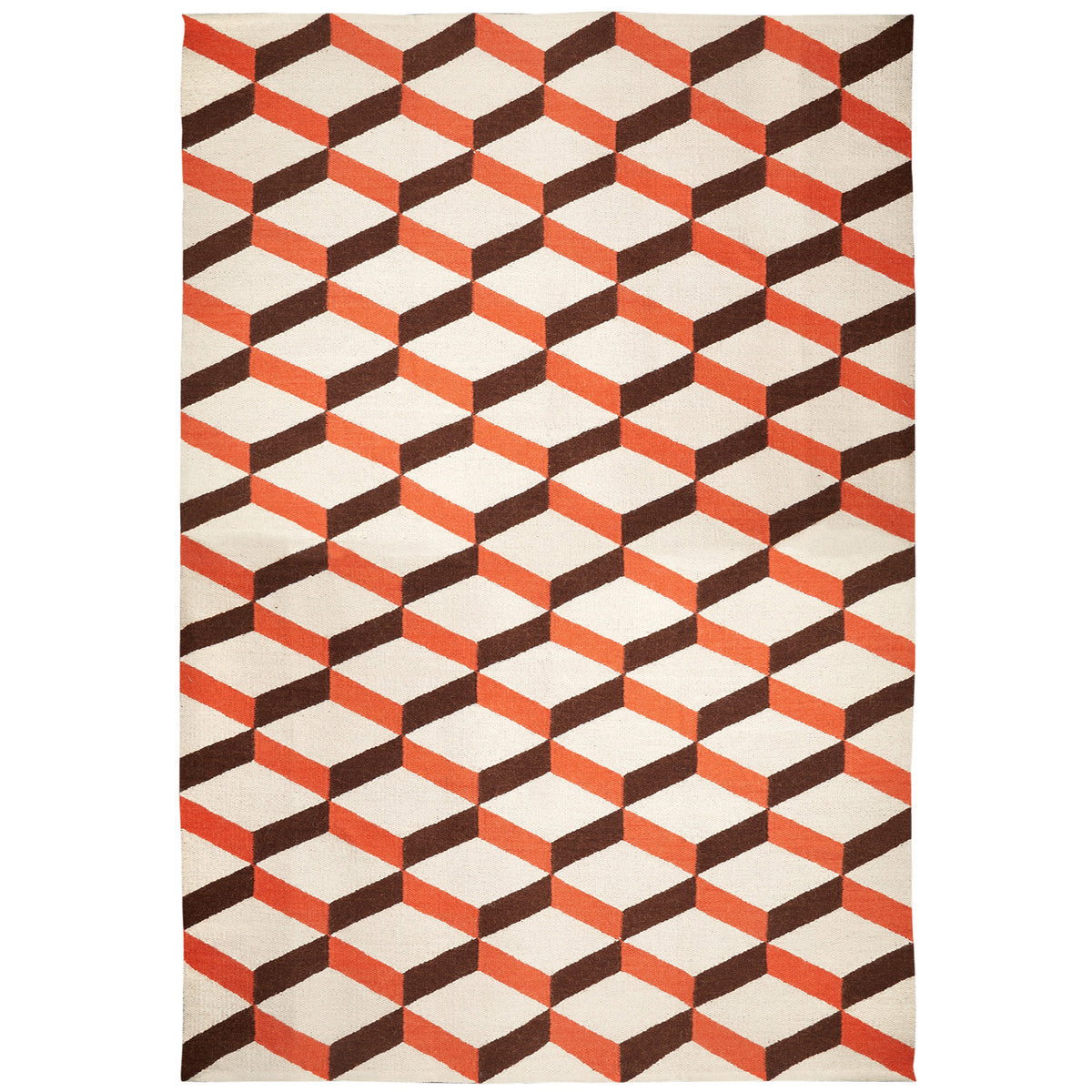 Orange Lorenzo Reversible Peruvian Llama Flat Weave Rug by Jonathan Adler