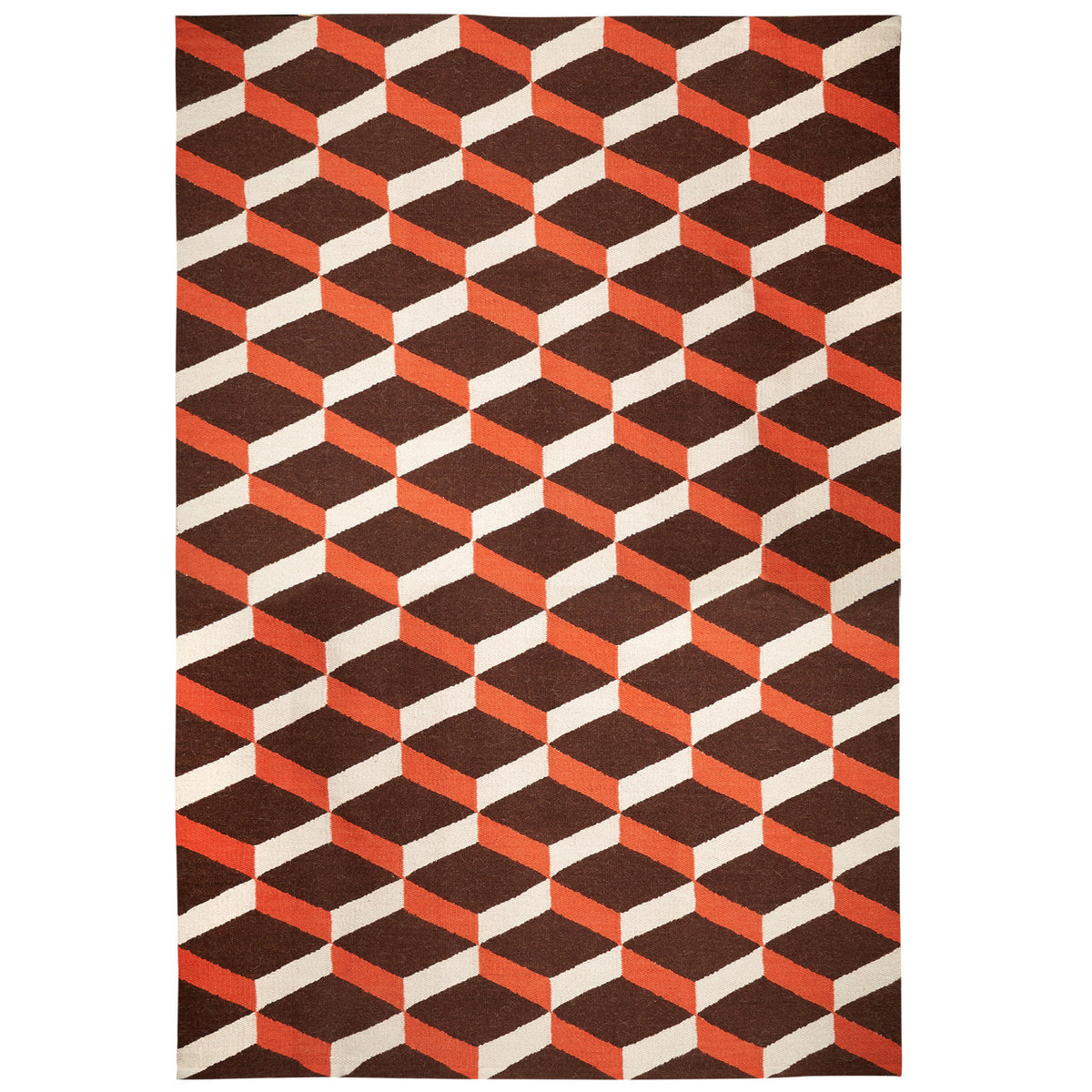Orange Lorenzo Reversible Peruvian Llama Flat Weave Rug by Jonathan Adler