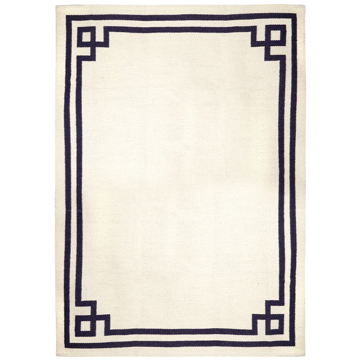 Natural/Navy Philippe Reversible Peruvian Llama Flat Weave Rug by Jonathan Adler