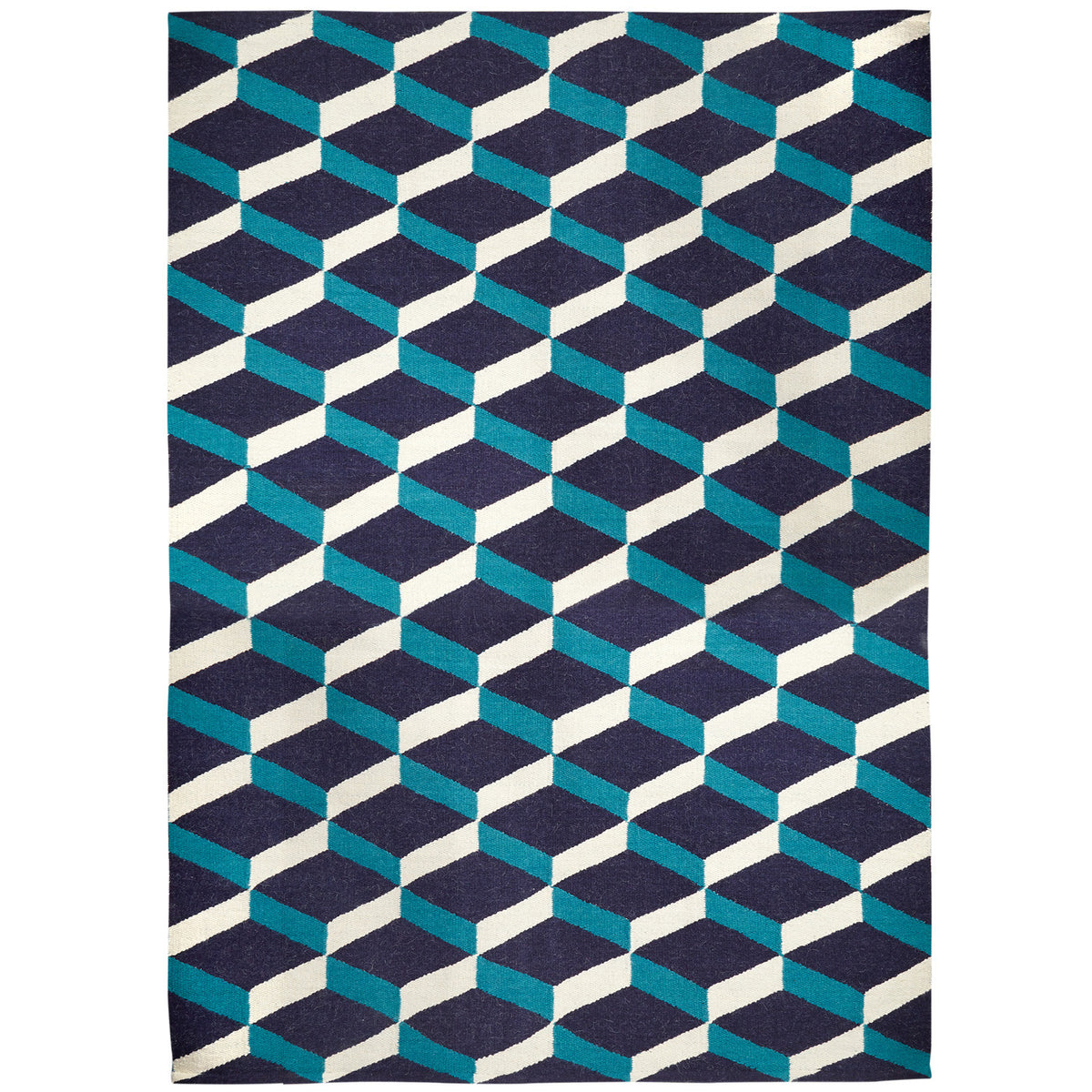 Blue Lorenzo Reversible Peruvian Llama Flat Weave Rug by Jonathan Adler