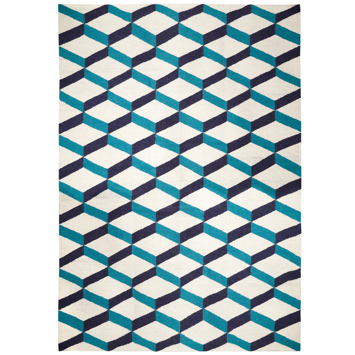 Blue Lorenzo Reversible Peruvian Llama Flat Weave Rug by Jonathan Adler