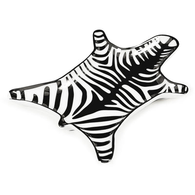 Black Zebra stacking dishes by Jonathan Adler, stylish ceramic accessories with bold zebra pattern for modern home decor.